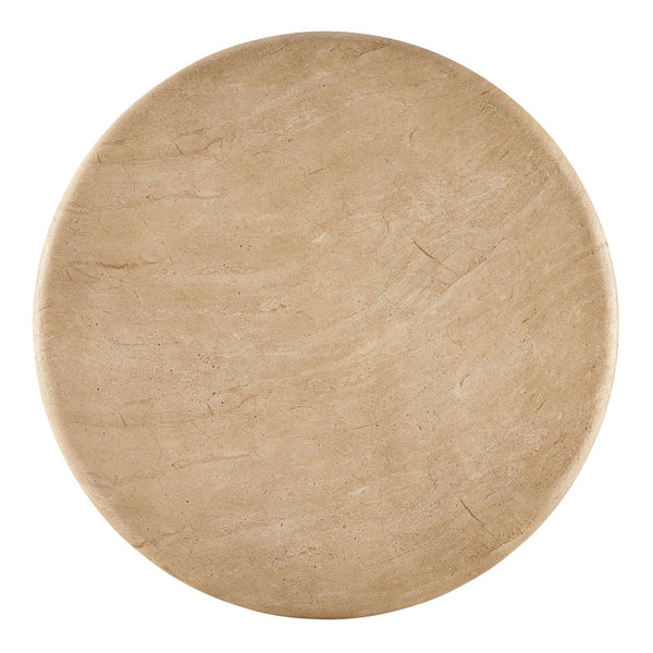 Modway Furniture Tori Concrete Round Pedestal Dining Table Seats Four for Patio or Sunroom Travertine EEI-7619-TRA-OAK