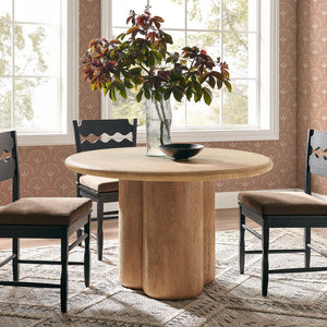 Modway Furniture Tori Concrete Round Pedestal Dining Table Seats Four for Patio or Sunroom Travertine EEI-7619-TRA-OAK
