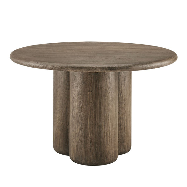 Modway Furniture Tori Concrete Round Pedestal Dining Table Seats Four for Patio or Sunroom Weathered Walnut EEI-7619-WAL