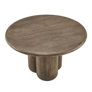 Modway Furniture Tori Concrete Round Pedestal Dining Table Seats Four for Patio or Sunroom Weathered Walnut EEI-7619-WAL