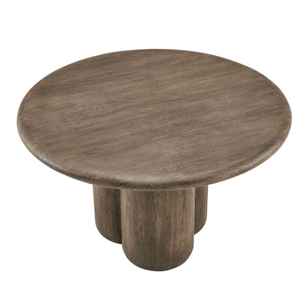 Modway Furniture Tori Concrete Round Pedestal Dining Table Seats Four for Patio or Sunroom Weathered Walnut EEI-7619-WAL