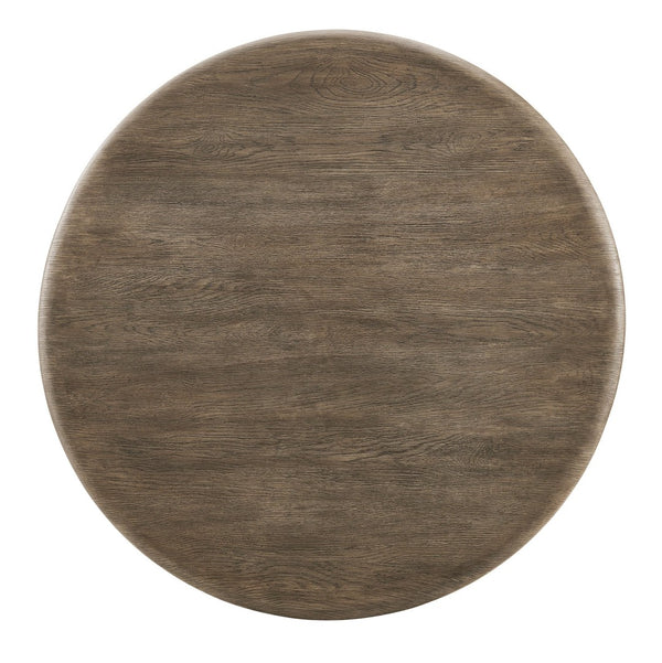 Modway Furniture Tori Concrete Round Pedestal Dining Table Seats Four for Patio or Sunroom Weathered Walnut EEI-7619-WAL