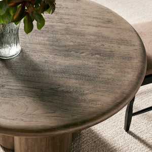 Modway Furniture Tori Concrete Round Pedestal Dining Table Seats Four for Patio or Sunroom Weathered Walnut EEI-7619-WAL