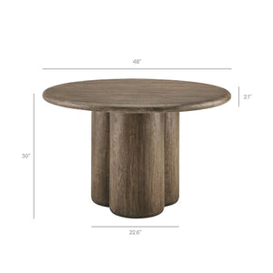 Modway Furniture Tori Concrete Round Pedestal Dining Table Seats Four for Patio or Sunroom Weathered Walnut EEI-7619-WAL