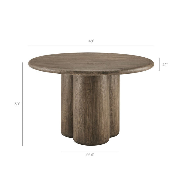 Modway Furniture Tori Concrete Round Pedestal Dining Table Seats Four for Patio or Sunroom Weathered Walnut EEI-7619-WAL
