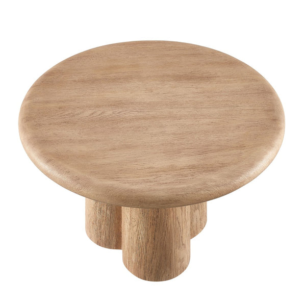 Modway Furniture Tori Round Outdoor Concrete Coffee Table with Faux Wood Finish Three Pillar Base Oak EEI-7620-OAK