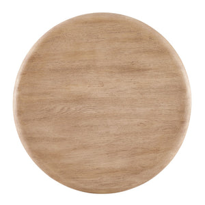 Modway Furniture Tori Round Outdoor Concrete Coffee Table with Faux Wood Finish Three Pillar Base Oak EEI-7620-OAK