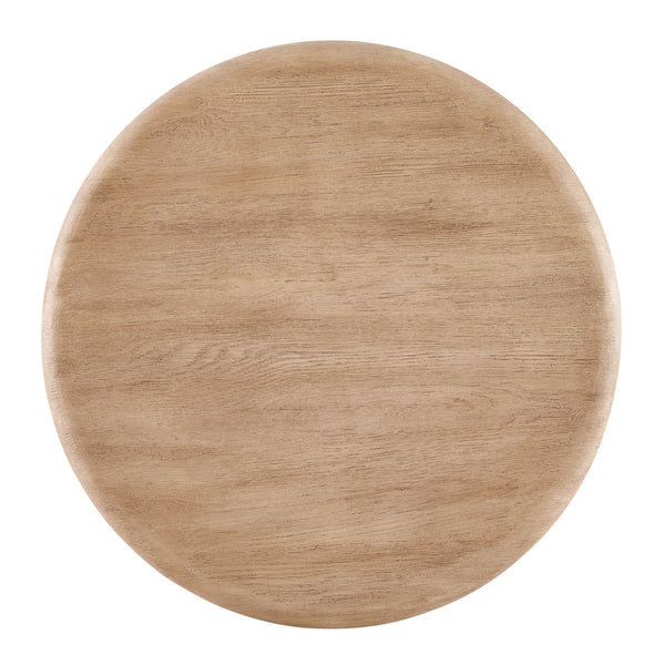 Modway Furniture Tori Round Outdoor Concrete Coffee Table with Faux Wood Finish Three Pillar Base Oak EEI-7620-OAK