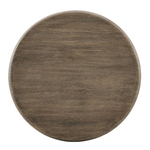 Modway Furniture Tori Round Outdoor Concrete Coffee Table with Faux Wood Finish Three Pillar Base Weathered Walnut EEI-7620-WAL