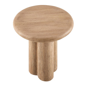 Modway Furniture Tori Concrete Round Pedestal Side Table Faux Wood Finish Patio or Living Room Oak EEI-7621-OAK
