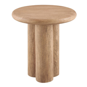 Modway Furniture Tori Concrete Round Pedestal Side Table Faux Wood Finish Patio or Living Room Oak EEI-7621-OAK