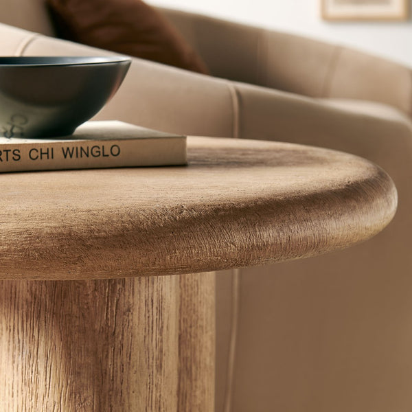 Modway Furniture Tori Concrete Round Pedestal Side Table Faux Wood Finish Patio or Living Room Oak EEI-7621-OAK