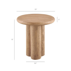 Modway Furniture Tori Concrete Round Pedestal Side Table Faux Wood Finish Patio or Living Room Oak EEI-7621-OAK