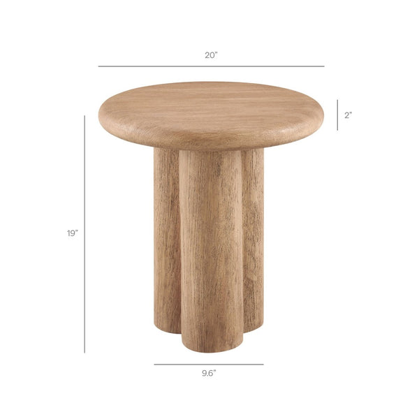 Modway Furniture Tori Concrete Round Pedestal Side Table Faux Wood Finish Patio or Living Room Oak EEI-7621-OAK