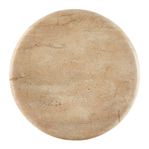 Modway Furniture Tori Concrete Round Pedestal Side Table Faux Wood Finish Patio or Living Room Travertine EEI-7621-TRA-OAK