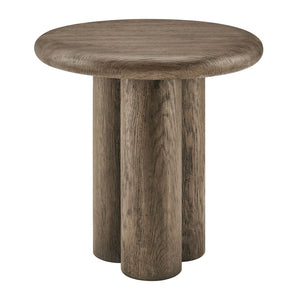 Modway Furniture Tori Concrete Round Pedestal Side Table Faux Wood Finish Patio or Living Room Weathered Walnut EEI-7621-WAL