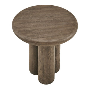 Modway Furniture Tori Concrete Round Pedestal Side Table Faux Wood Finish Patio or Living Room Weathered Walnut EEI-7621-WAL