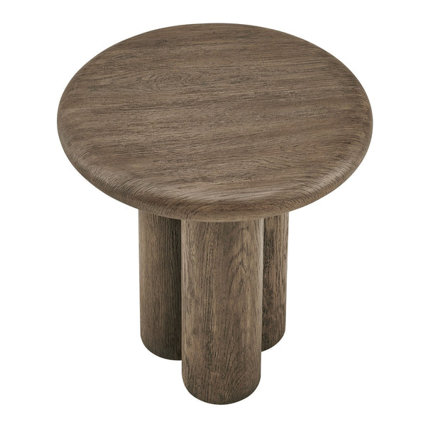 Modway Furniture Tori Concrete Round Pedestal Side Table Faux Wood Finish Patio or Living Room Weathered Walnut EEI-7621-WAL