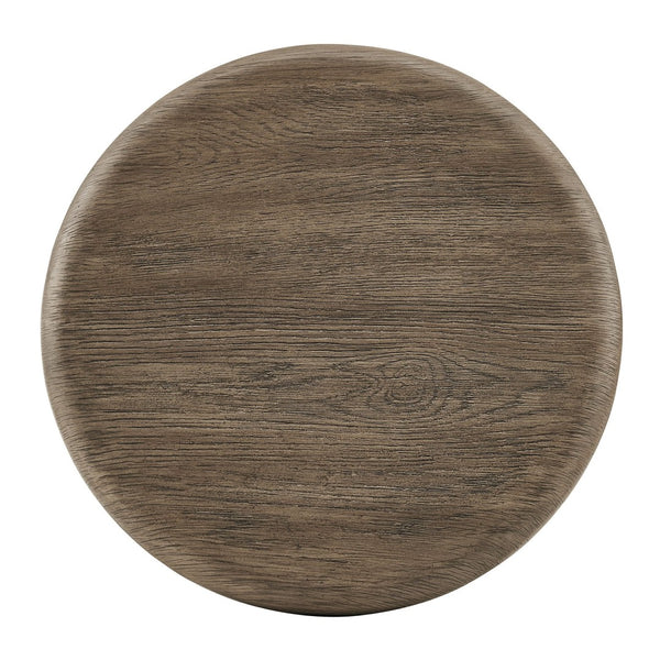 Modway Furniture Tori Concrete Round Pedestal Side Table Faux Wood Finish Patio or Living Room Weathered Walnut EEI-7621-WAL