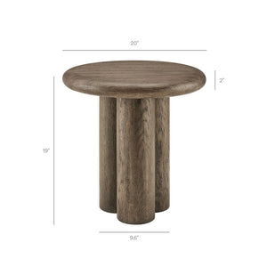 Modway Furniture Tori Concrete Round Pedestal Side Table Faux Wood Finish Patio or Living Room Weathered Walnut EEI-7621-WAL