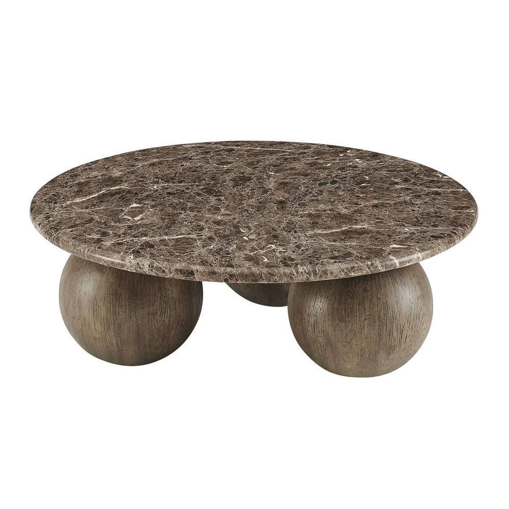 Modway Furniture Pietra Modway Round Marble Look Coffee Table with Sculptural Pedestal Base Indoor Outdoor EEI-7622-EMP
