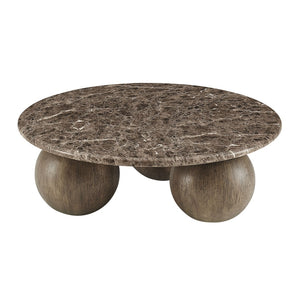 Modway Furniture Pietra Modway Round Marble Look Coffee Table with Sculptural Pedestal Base Indoor Outdoor EEI-7622-EMP