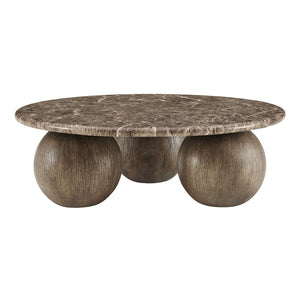 Modway Furniture Pietra Modway Round Marble Look Coffee Table with Sculptural Pedestal Base Indoor Outdoor EEI-7622-EMP