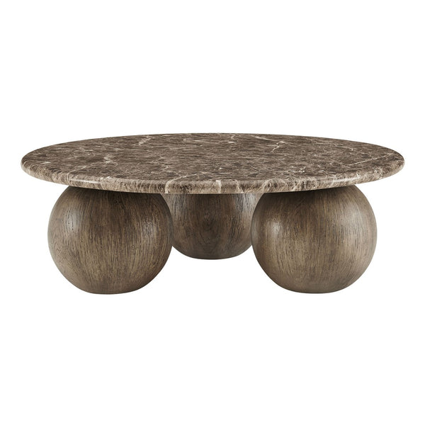 Modway Furniture Pietra Modway Round Marble Look Coffee Table with Sculptural Pedestal Base Indoor Outdoor EEI-7622-EMP