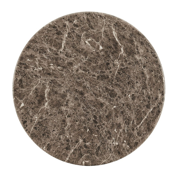 Modway Furniture Pietra Modway Round Marble Look Coffee Table with Sculptural Pedestal Base Indoor Outdoor EEI-7622-EMP