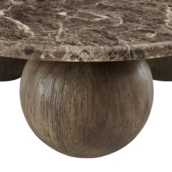 Modway Furniture Pietra Modway Round Marble Look Coffee Table with Sculptural Pedestal Base Indoor Outdoor EEI-7622-EMP