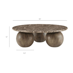 Modway Furniture Pietra Modway Round Marble Look Coffee Table with Sculptural Pedestal Base Indoor Outdoor EEI-7622-EMP