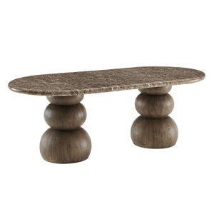 Modway Furniture Pietra Oval Faux Marble Outdoor Dining Table with Sculptural Pedestal Base by Modway EEI-7623-EMP