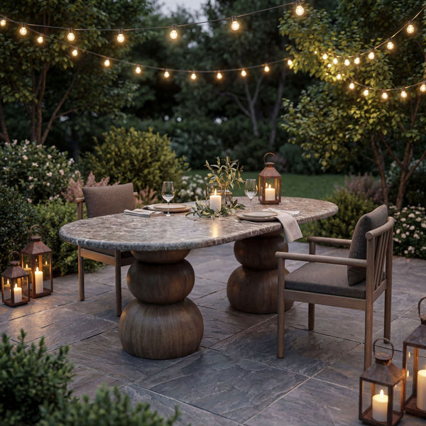 Modway Furniture Pietra Oval Faux Marble Outdoor Dining Table with Sculptural Pedestal Base by Modway EEI-7623-EMP