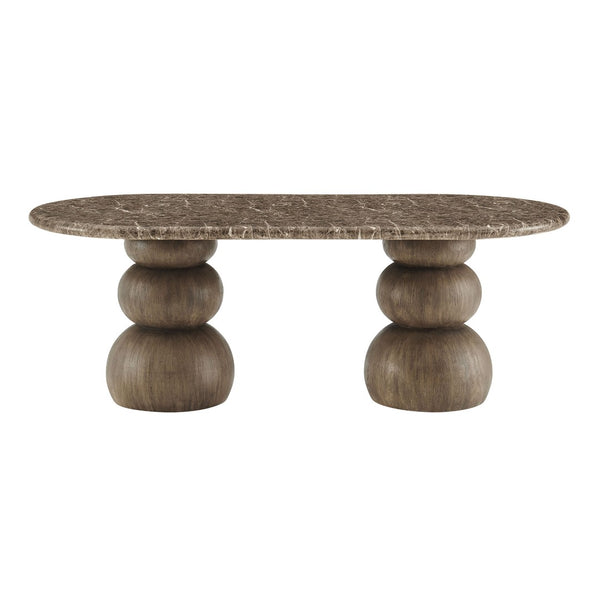 Modway Furniture Pietra Oval Faux Marble Outdoor Dining Table with Sculptural Pedestal Base by Modway EEI-7623-EMP