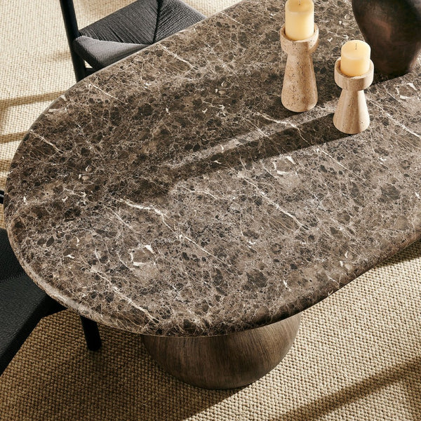 Modway Furniture Pietra Oval Faux Marble Outdoor Dining Table with Sculptural Pedestal Base by Modway EEI-7623-EMP
