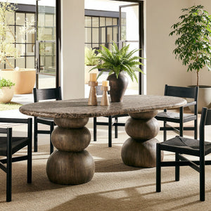 Modway Furniture Pietra Oval Faux Marble Outdoor Dining Table with Sculptural Pedestal Base by Modway EEI-7623-EMP