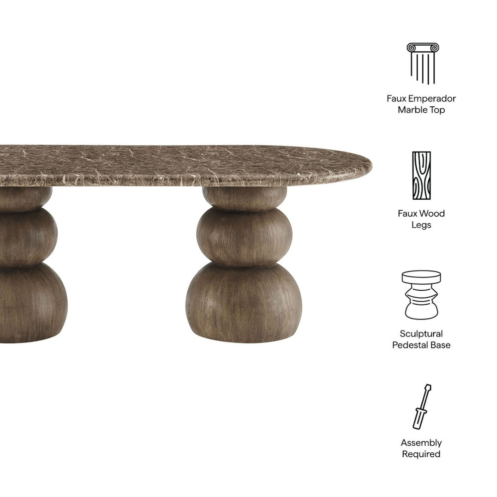 Modway Furniture Pietra Oval Faux Marble Outdoor Dining Table with Sculptural Pedestal Base by Modway EEI-7623-EMP