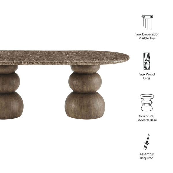 Modway Furniture Pietra Oval Faux Marble Outdoor Dining Table with Sculptural Pedestal Base by Modway EEI-7623-EMP