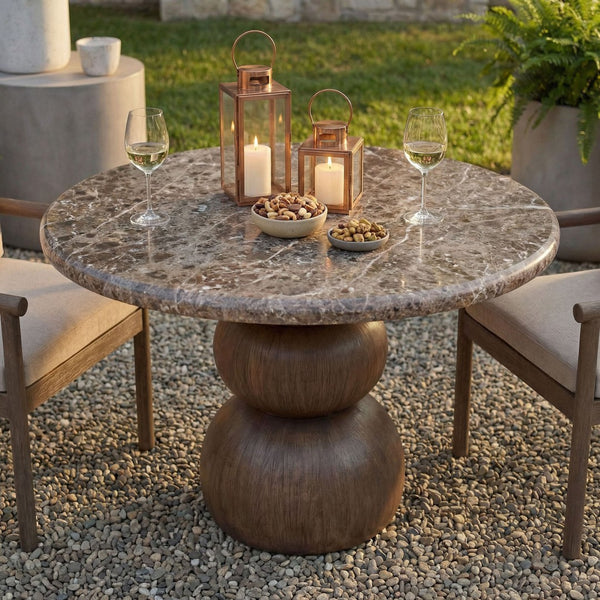 Modway Furniture Pietra Outdoor Round Dining Table Faux Marble Top Pedestal Base Seats Four EEI-7624-EMP