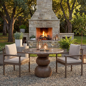 Modway Furniture Pietra Outdoor Round Dining Table Faux Marble Top Pedestal Base Seats Four EEI-7624-EMP