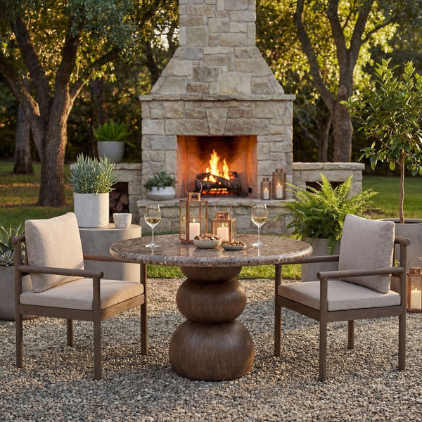 Modway Furniture Pietra Outdoor Round Dining Table Faux Marble Top Pedestal Base Seats Four EEI-7624-EMP
