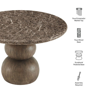 Modway Furniture Pietra Outdoor Round Dining Table Faux Marble Top Pedestal Base Seats Four EEI-7624-EMP