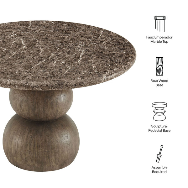 Modway Furniture Pietra Outdoor Round Dining Table Faux Marble Top Pedestal Base Seats Four EEI-7624-EMP