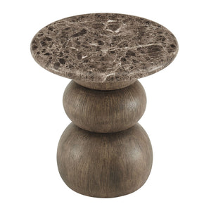 Modway Furniture Pietra Outdoor Round Side Table Faux Marble Pedestal Base Sculptural Accent EEI-7625-EMP