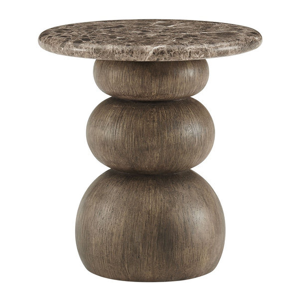 Modway Furniture Pietra Outdoor Round Side Table Faux Marble Pedestal Base Sculptural Accent EEI-7625-EMP