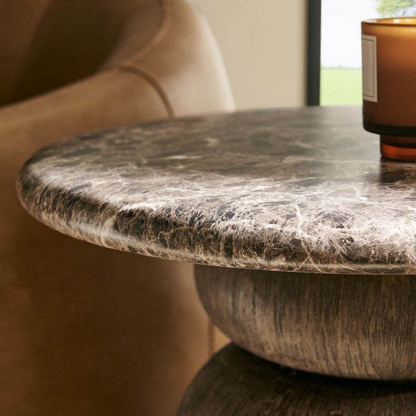 Modway Furniture Pietra Outdoor Round Side Table Faux Marble Pedestal Base Sculptural Accent EEI-7625-EMP