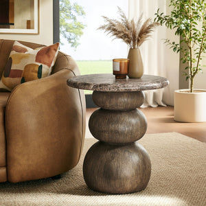 Modway Furniture Pietra Outdoor Round Side Table Faux Marble Pedestal Base Sculptural Accent EEI-7625-EMP