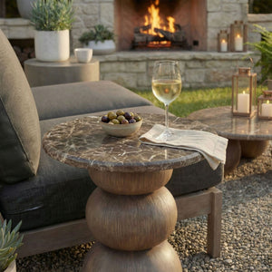 Modway Furniture Pietra Outdoor Round Side Table Faux Marble Pedestal Base Sculptural Accent EEI-7625-EMP
