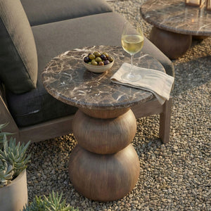 Modway Furniture Pietra Outdoor Round Side Table Faux Marble Pedestal Base Sculptural Accent EEI-7625-EMP