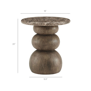 Modway Furniture Pietra Outdoor Round Side Table Faux Marble Pedestal Base Sculptural Accent EEI-7625-EMP